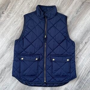 J Crew Puffer Vest Women's L Blue Field Excursion Quilted Navy